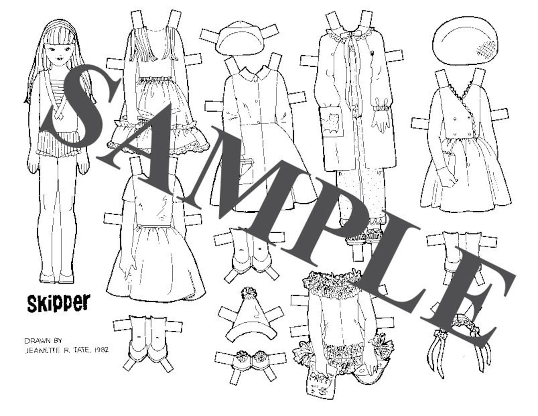 Paper Doll Vintage Barbie's Sister SKIPPER Doll Stile libro da