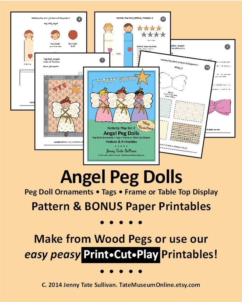 Christmas Peg Doll Pattern Angels + Bonus Printables! Can Be ...