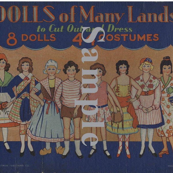 Paper Doll _ Vintage Dolls of Many Lands Paper Dolls _ Folk Costumes _ PDF _ Digital Download _ Collage - Paper Art Dolls + BONUS Booklets