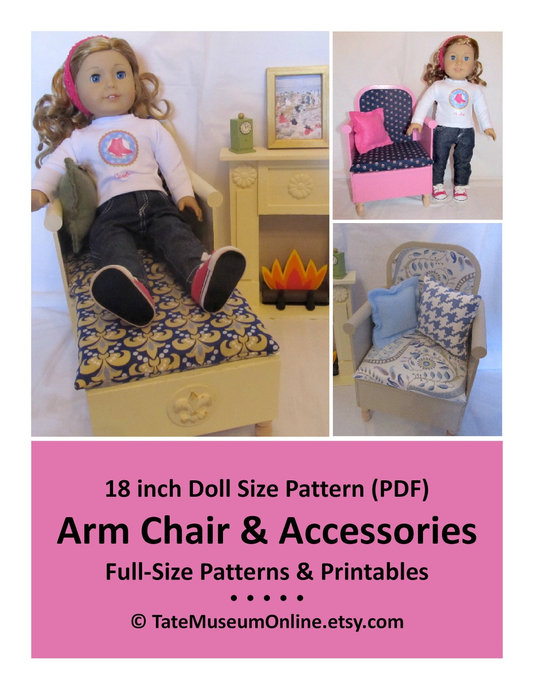 18doll Pattern _ Furniture _ Arm Chair & Accessories Pattern _ EASY