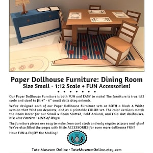 Dollhouse Furniture _ DINING ROOM, 1:12 Scale * Full Color Printables * Digital Download * PDF