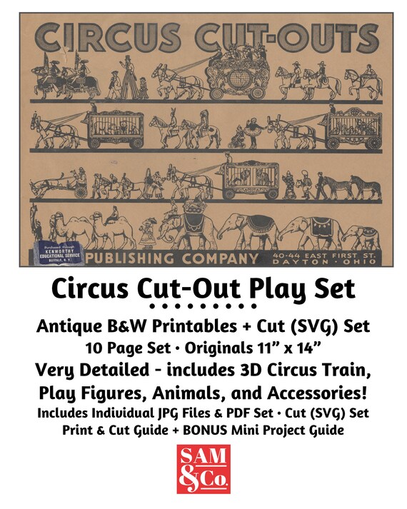 Vintage Paper Toys_circus Print & Cut SVG Set_easy to Make - Etsy