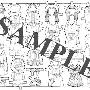 Vintage Paper Doll _ The Bobbsey Twins _ Coloring Book style Paper Dolls _ Digital Download _ PDF _ Paper Toys _ Ephemera