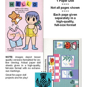 Vintage Paper Dolls _ Japanese Doll Book _ Color + B & W _ Paper Toy _ Paper Craft _ PDF Descarga digital + BONUS Guía de instrucciones