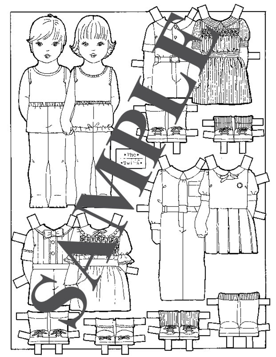 Paper Doll_ Vintage Paper Dolls _ Boy & Girl Twins _ Digital Download _ PDF _ BONUS Howto Guide