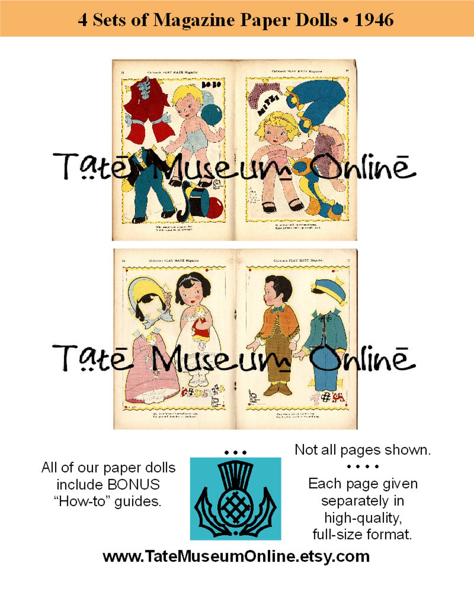 Paper Dolls _ 12 Pages Vintage Magazine Paper Dolls +
