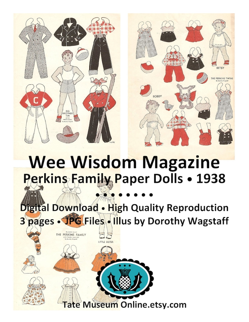 Perkins Paper Paper Dolls * Wee Wisdom Magazine Paper Dolls, 1938 * Perkins Family ...