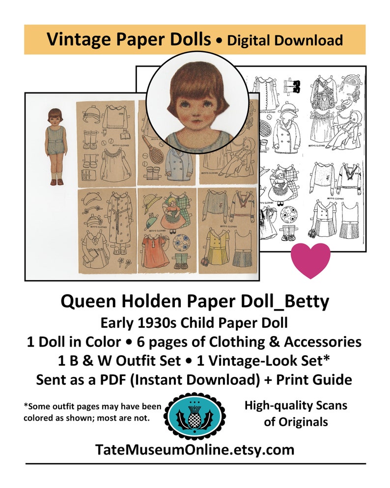 Vintage Paper Dolls_queen Holden 1930s Child Paper Doll_betty Etsy