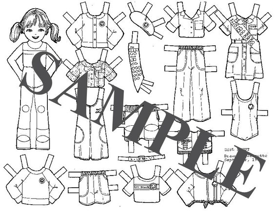 Buy Paper Doll _ Girl Scout Brownie _ B & W Coloring Sheet _ Online in India - Etsy Buy Paper Doll _ Girl Scout Brownie _ B & W Coloring Sheet _ Online in India - Etsy