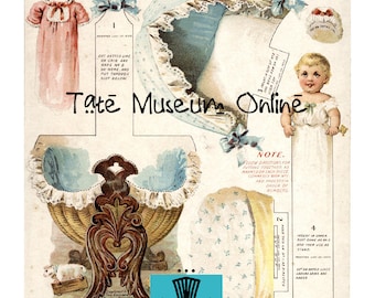 Paper Doll _ Antiek krantensupplement Paper Dolls BABY _ Digitale download _ PDF _ Collageblad _ Paper Art-poppen + BONUS-boekje