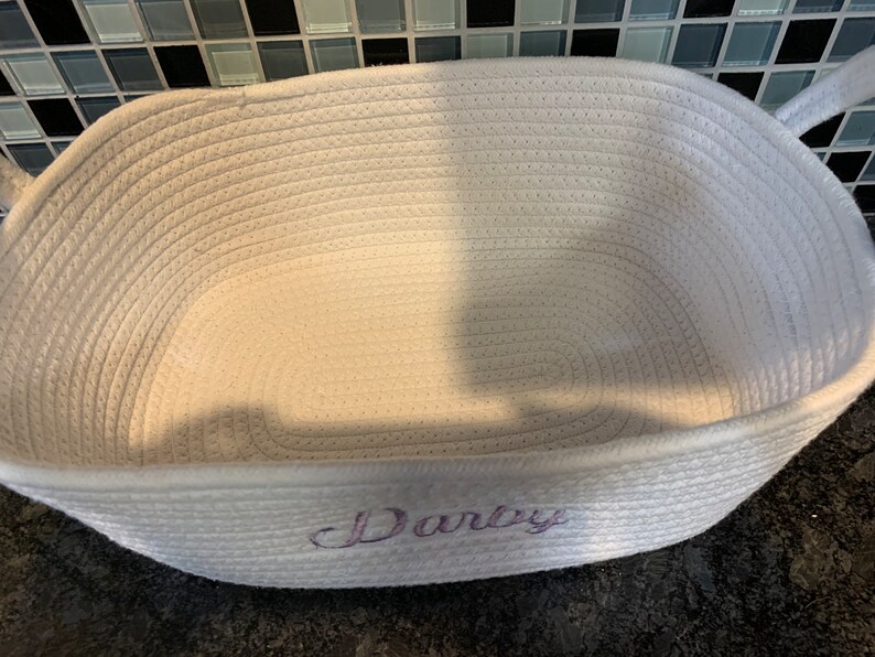 Personalized Embroidered Braided Rope Basket Name Baby Etsy