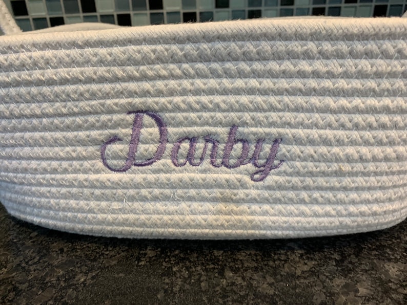 Personalized Embroidered Braided Rope Basket Name Baby Etsy