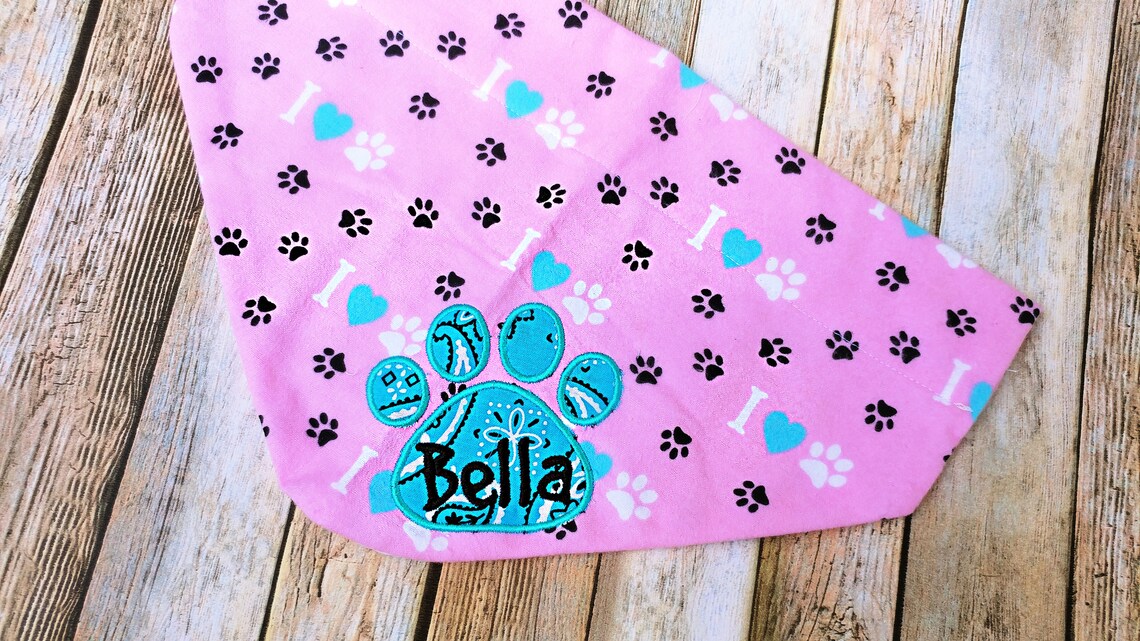 Pink Dog Bandana//Personalized Dog Bandana//Girl Dog Etsy