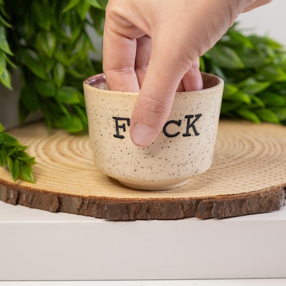 Censored F#CK Cup - Demure Ceramic Pot | Humor Snarky Raunchy Swear F Word F*CK Funny Sarcastic Horror