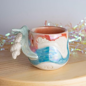 Handmade Snail Trail Shot Glass: Iridescent Mother of Pearl Luster