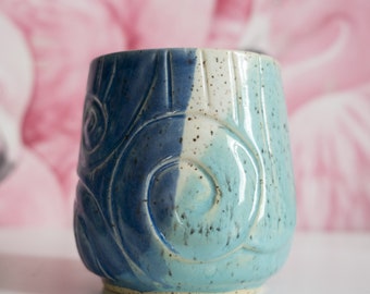 Sculpted Cup or Desk Organizer with Māori Inspired Abstract Spiral Design Tumbler