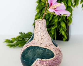 Abstract Bud or Single Stem Vase with a Colorful & Eclectic Look