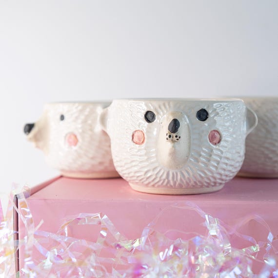 Ceramic Bear Shot Glass: Handmade Polka Dot Trinket Cup