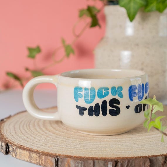 Snarky Swear Mug: Handmade Ceramic Coffee Cup for Zoom Meetings