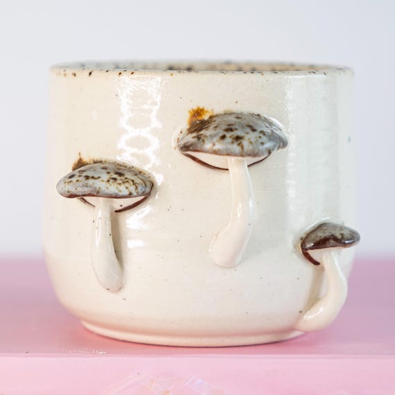 Sculpted Mushroom Shot Glass: Cottagecore Ceramic Drinkware