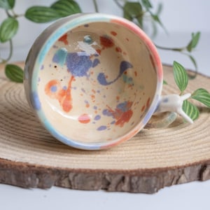 Hand-Thrown Snail Trail Shot Glass – Mother of Pearl Luster, Whimsical Ceramic Pottery