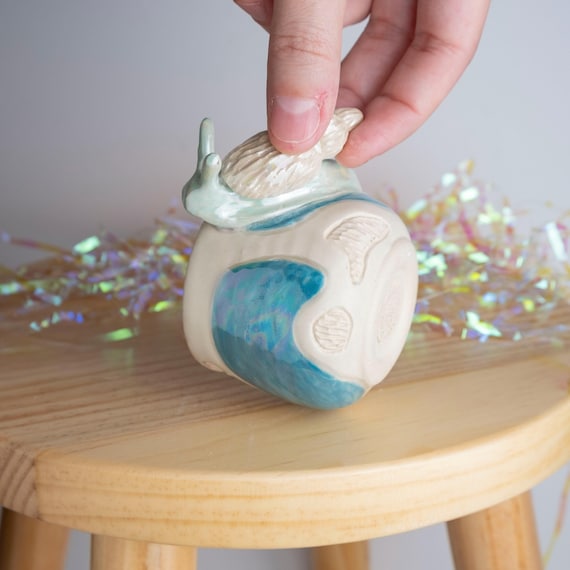 Handmade Snail Trail Shot Glass: Iridescent Mother of Pearl Luster