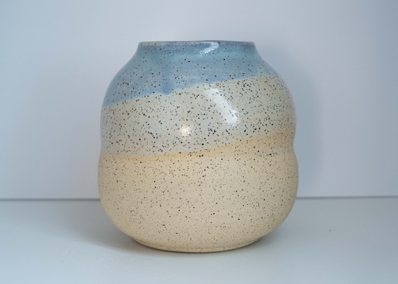 Large Elegant Bubble Jug / Vase with Periwinkle Smoothie Rim