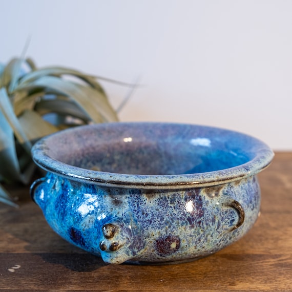 Black Clay Bear Planter: Unicorn Nebula Glaze, Handmade Pottery