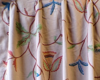1 Antique Crewel / Crewelwork Curtain Panel