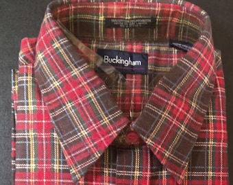 NOS Vintage Plaid Flannel Shirt by Buckingham Size L