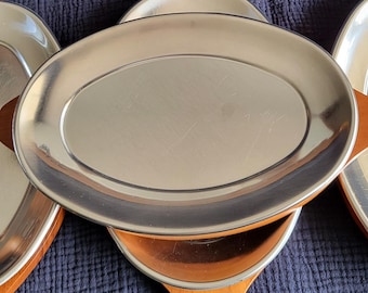 Set of 4 Vintage Sizzling Steak Serving Trays