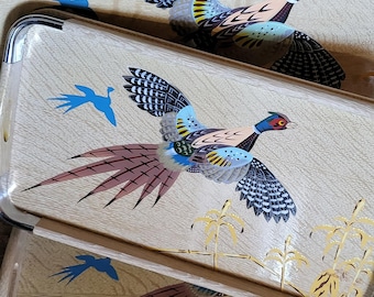 Eiken dienbladen fazanten tijdens de vlucht Made in Japan