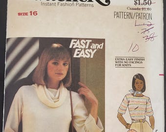 Gemakkelijke blouse - Butterick-naaipatroon 4922 voor stretchgebreide stoffen - maat 16