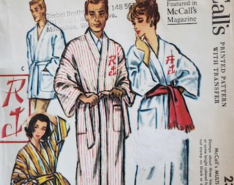 Monogram Robe Vintage Sewing Pattern McCall's 2334, Size 42 44 for Men and Women