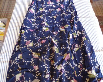 Vestido antiguo de acetato con estampado original (busto 36")