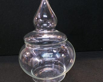 Mid Century Clear Lidded Apothecary Jar