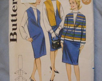 1960's Vintage Misses' Jumper / Jacket / Blouse Butterick Sewing Pattern 3183 Bust 34"