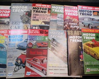 Full Complete Year 1962 Motor Trend 12 Issues Magazine