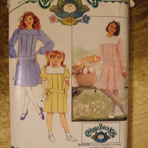 Cabbage Patch Kids Girls&#39; Dress and Transfer. Size 12 Butterick Sewing Pattern 3140.