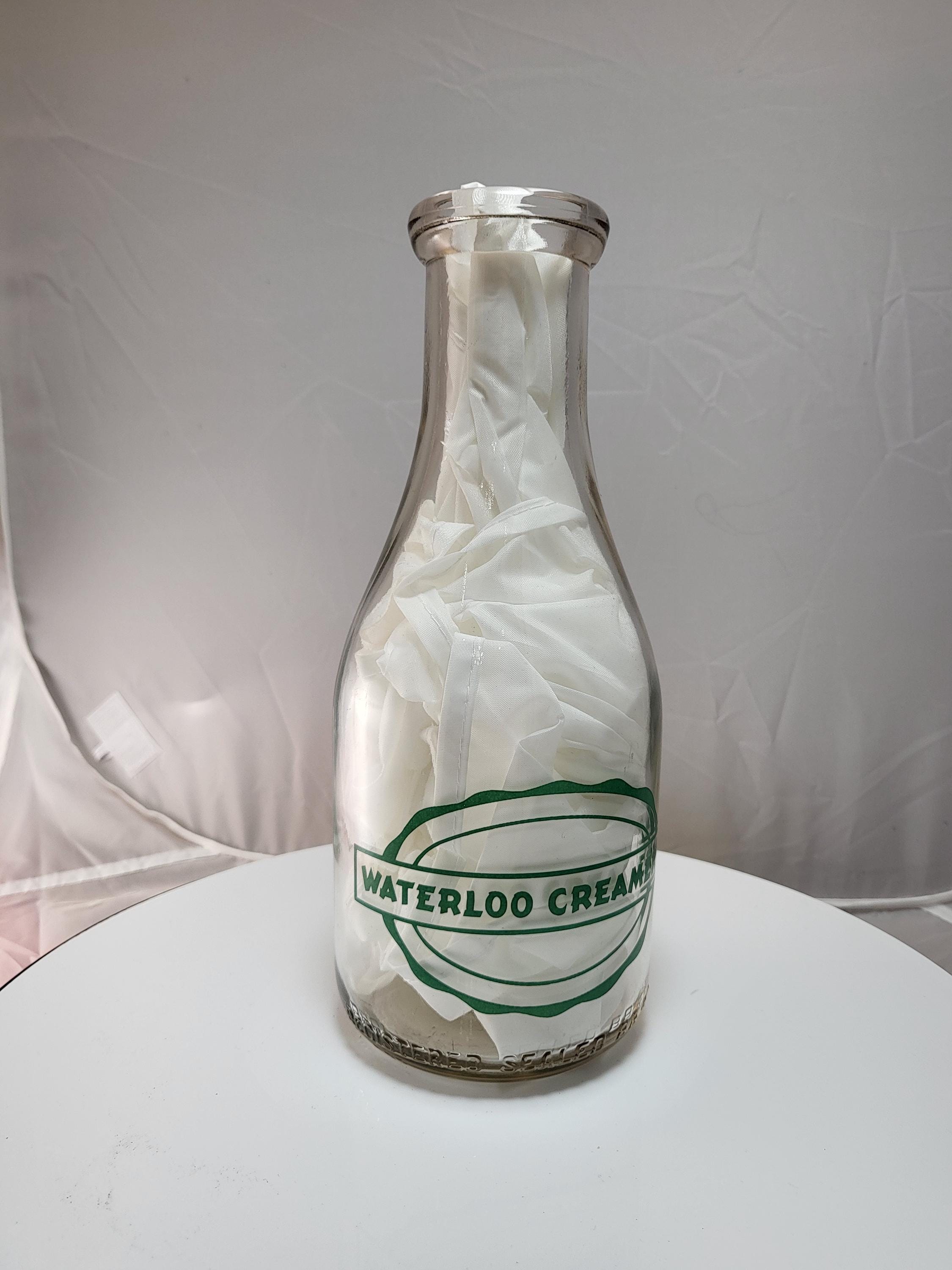 Waterloo Creamery Quart Duraglass Milk Bottle, Waterloo WI
