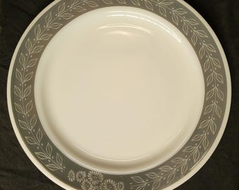 7 Grecian Gray Pyrex Double Tough Vintage Dinner Plates