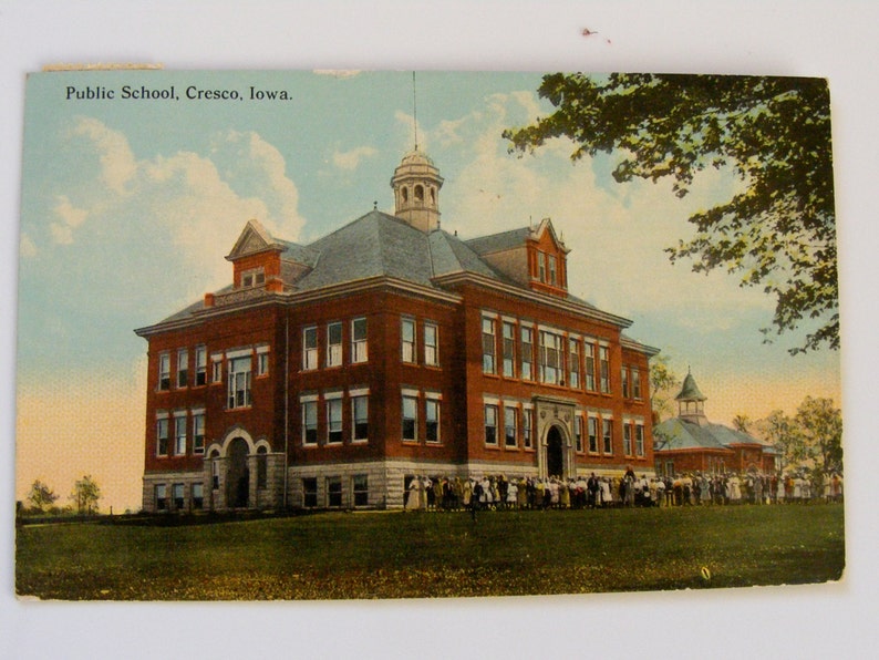 Cresco Ia Iowa Public School Antique Postcard Etsy