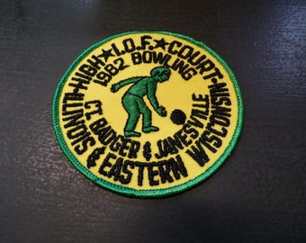 NOS 1982 Order of Foresters Vintage Bowling Patch Wisconsin / Illinois