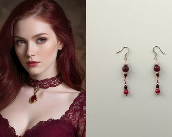 Melisandre Inspired Ruby, Garnet and Tourmaline Earrings