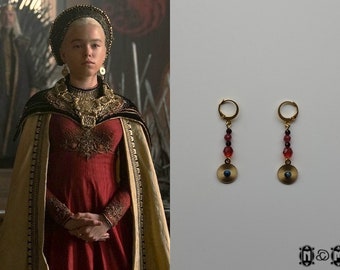 Targaryen Inspired Genuine Ruby, Garnet, and Stainless Steel Earrings