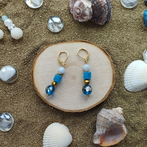Ice and Fire Inspired Steel, Glass and Aquamarine Earrings