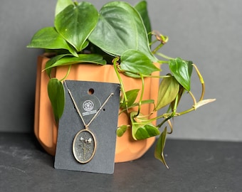 Alaska grown Forget Me Not Pressed Flower Resin Pendant Necklace