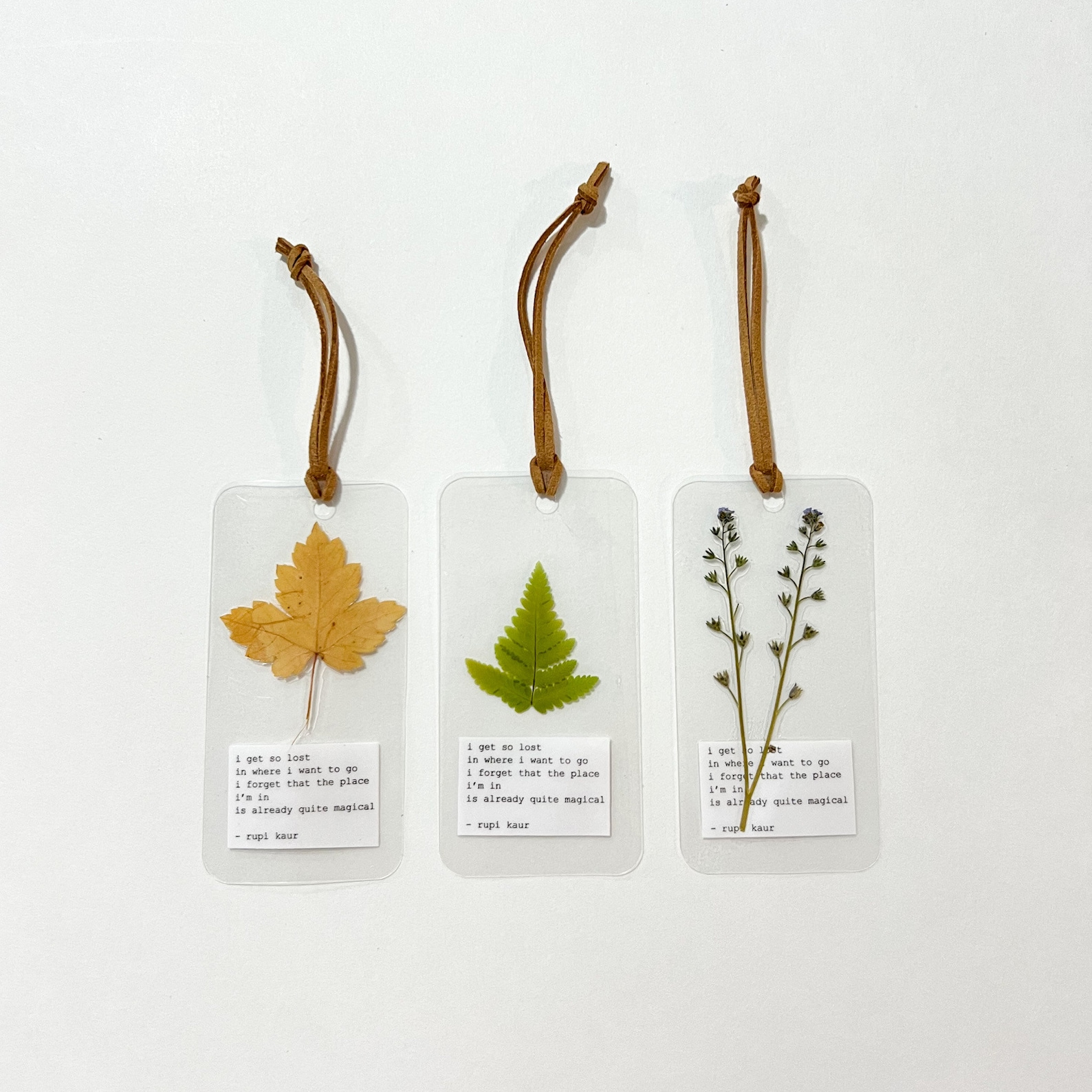 Pressed Leaf Bookmark: Real Dried Botanical With Leather Tassel - Etsy