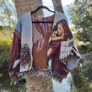 Comforting Angel Tapestry Cardigan Blanket Jacket