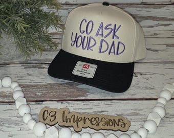 Posez votre question à votre papa, chapeau camionneur maman drôle, chapeau maman sarcastique, snapback brodé, chapeau maman, cadeau humoristique pour maman, casquette de baseball neutre
